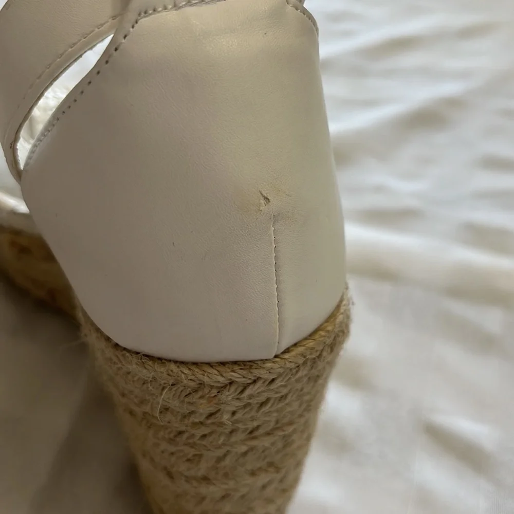 Steve Madden Joni espadrille white wedge platform sandals heels Size 8.5